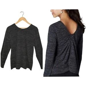 Pure Jill by J Jill Knot Back Long Sleeve Marled Round Neck Gray L